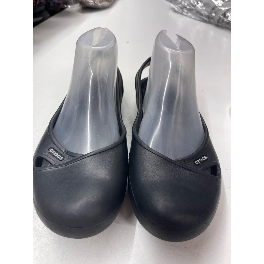 Crocs Olivia II Black Slingback Flat Sandals Womens Size 8 202924 Comfort Shoes